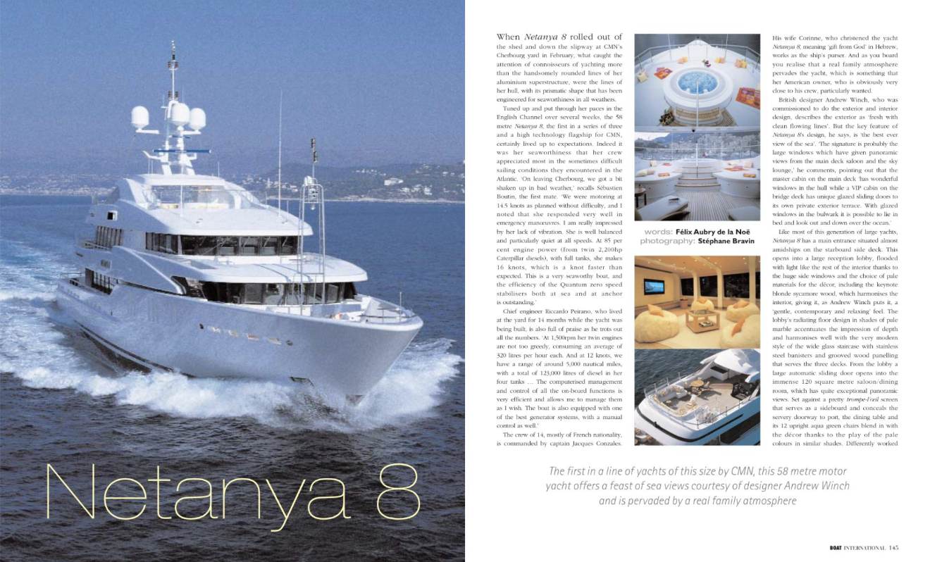 NETANYA 8 article mentioning Riccardo Peirano as Chief Engineer